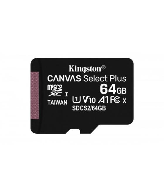 Kingston technology canvas select plus memoria flash 64 gb microsdxc clase 10 uhs-i