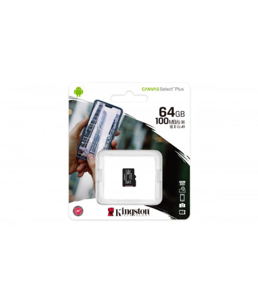 Kingston technology canvas select plus memoria flash 64 gb microsdxc clase 10 uhs-i