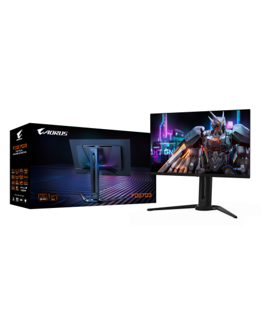 Aorus fo27q3 pantalla para pc 68,6 cm (27") 2560 x 1440 pixeles quad hd oled negro