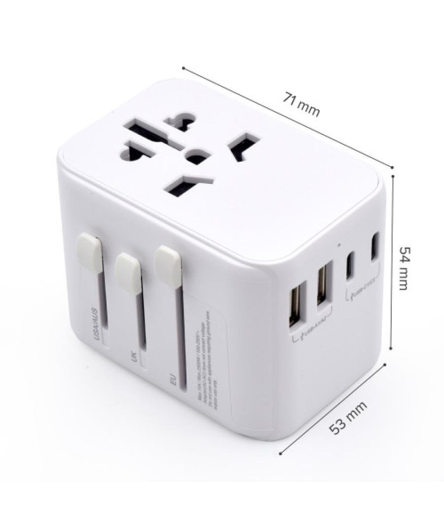 Ewent ew1470 adaptador de enchufe eléctrico universal blanco