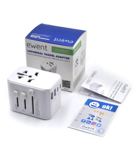 Ewent ew1470 adaptador de enchufe eléctrico universal blanco