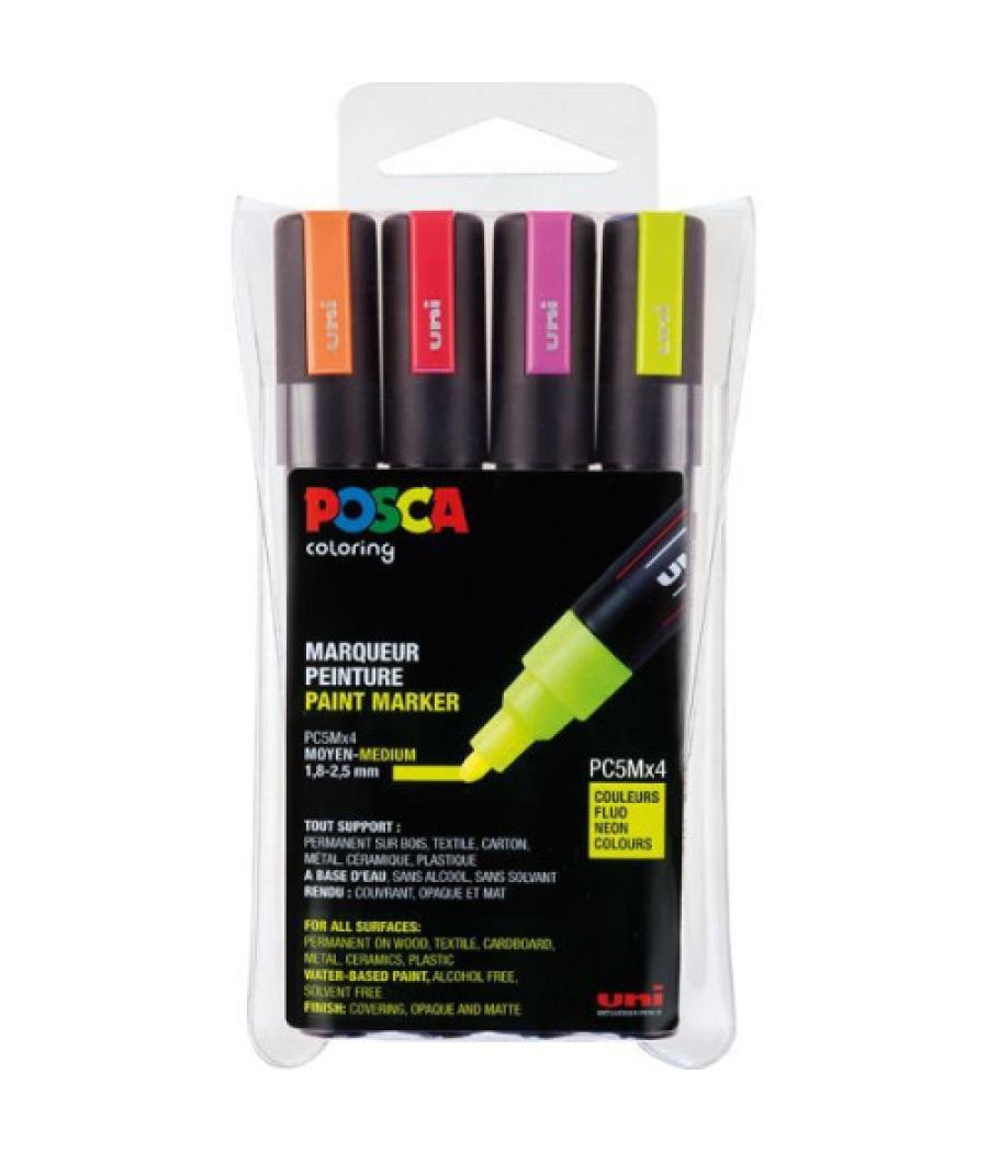 Estuche 4 uds. pc-5m fluor posca uniball 182634682