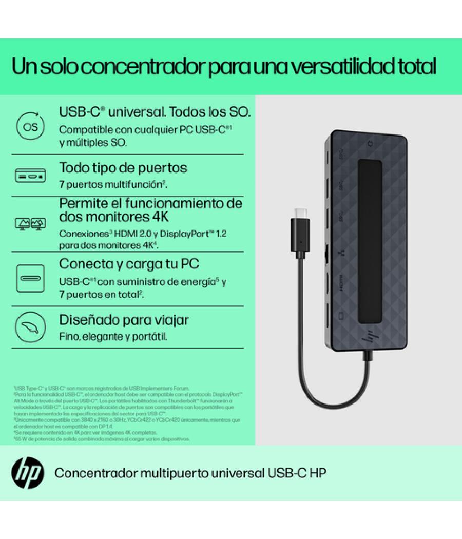 HP 50H55AA hub de interfaz USB 3.2 Gen 2 (3.1 Gen 2) Type-C Negro