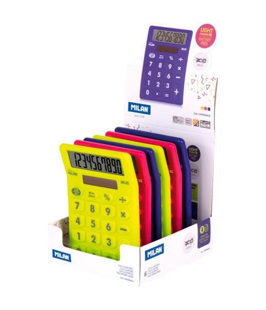 Milan calculadora sobremesa 10 dígitos acid caja expositora 6 ud c/surtidos