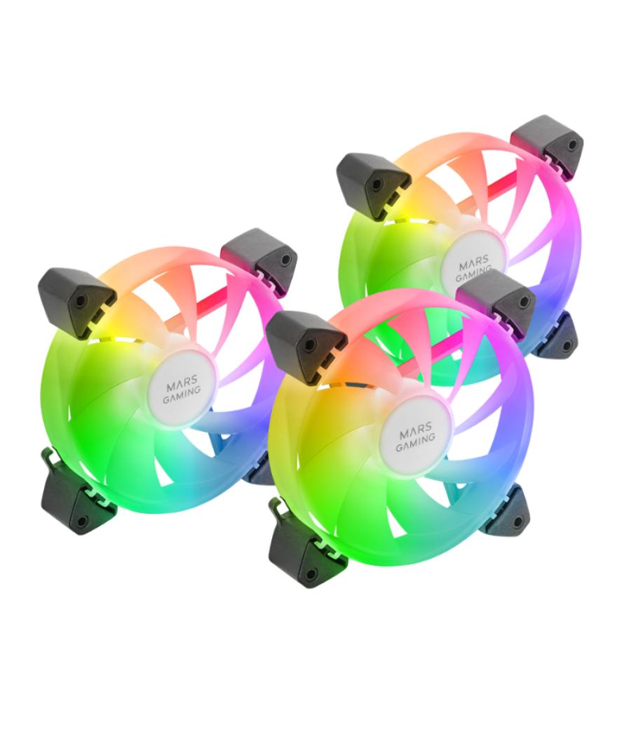 Kit 3 ventiladores auxiliar a-rgb 120mm mf-3a negro mars gaming