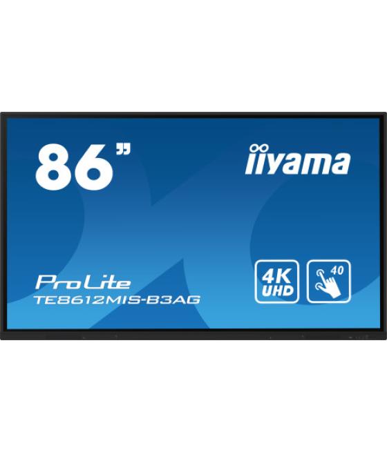 Iiyama te8612mis-b3ag pantalla de señalización diseño de quiosco 2,18 m (86") lcd wifi 400 cd / m² 4k ultra hd negro pantalla tá