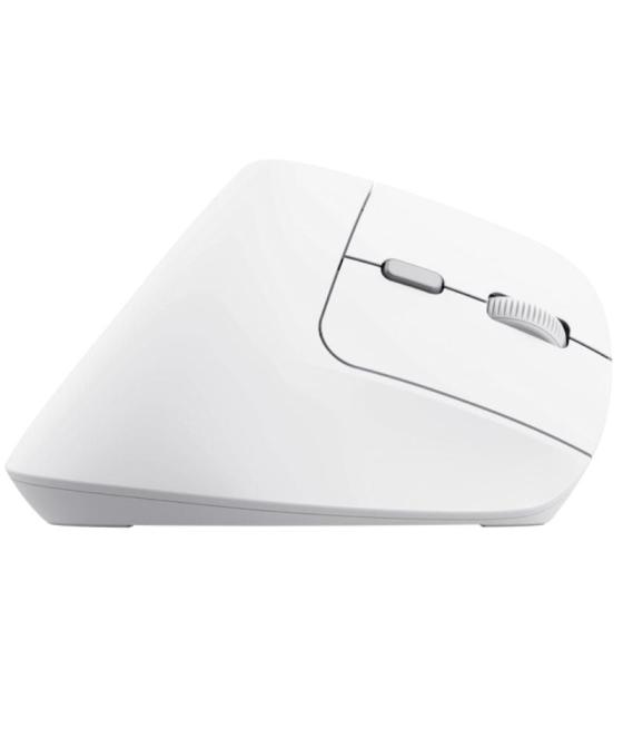 Ratón ergonómico inalámbrico trust bayo ii/ batería recargable/ hasta 2400 dpi/ blanco