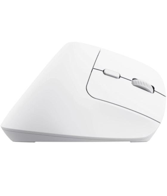 Ratón ergonómico inalámbrico por bluetooth trust bayo+/ batería recargable/ hasta 2400 dpi/ blanco