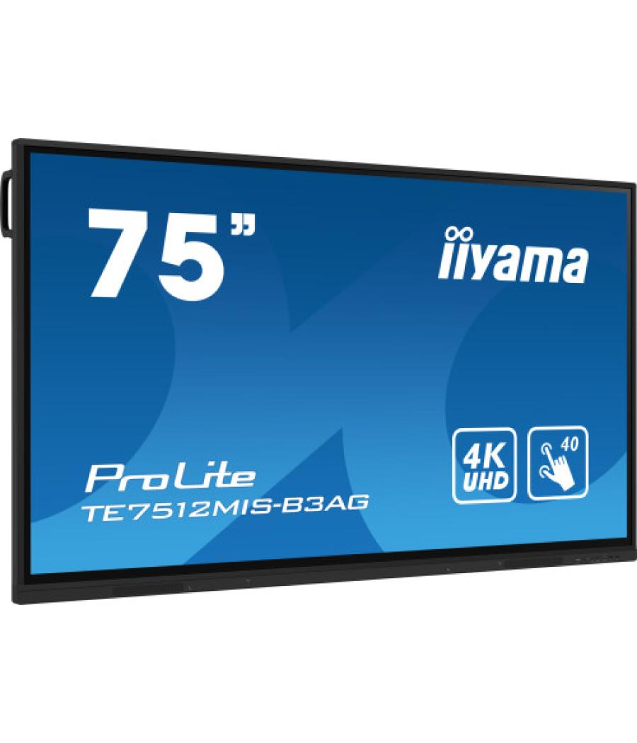 Iiyama te7512mis-b3ag pantalla de señalización diseño de quiosco 190,5 cm (75") lcd wifi 400 cd / m² 4k ultra hd negro pantalla 