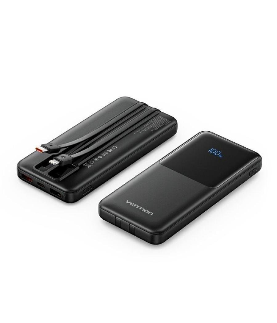 Powerbank 10000mah vention fhob0/ 22.5w/ negra/ incluye cable usb tipo-c y lightning