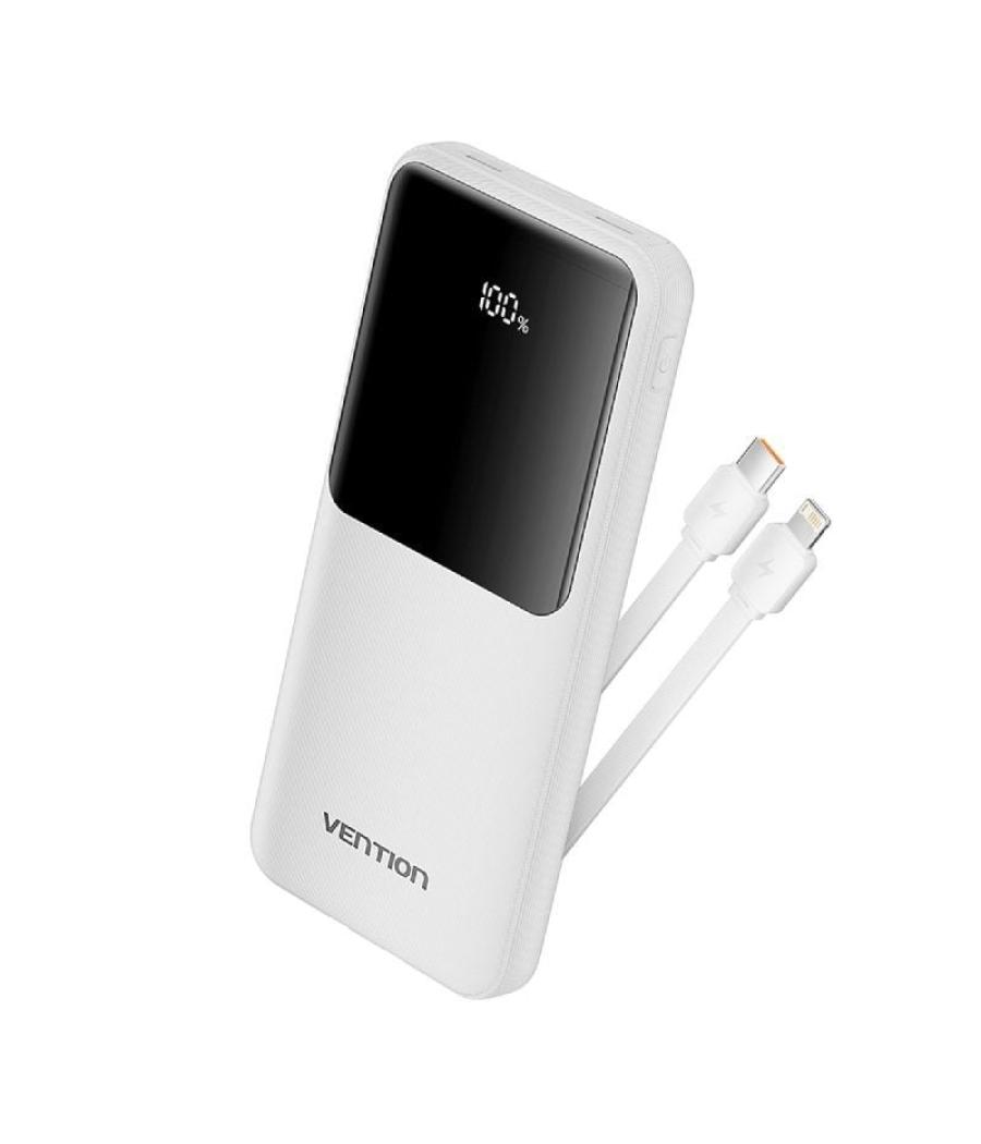 Powerbank 10000mah vention fhow0/ 22.5w/ blanca/ incluye cable usb tipo-c y lightning