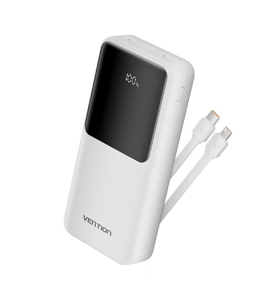 Powerbank 20000mah vention fhpw0/ 22.5w/ blanca/ incluye cable usb tipo-c y lightning