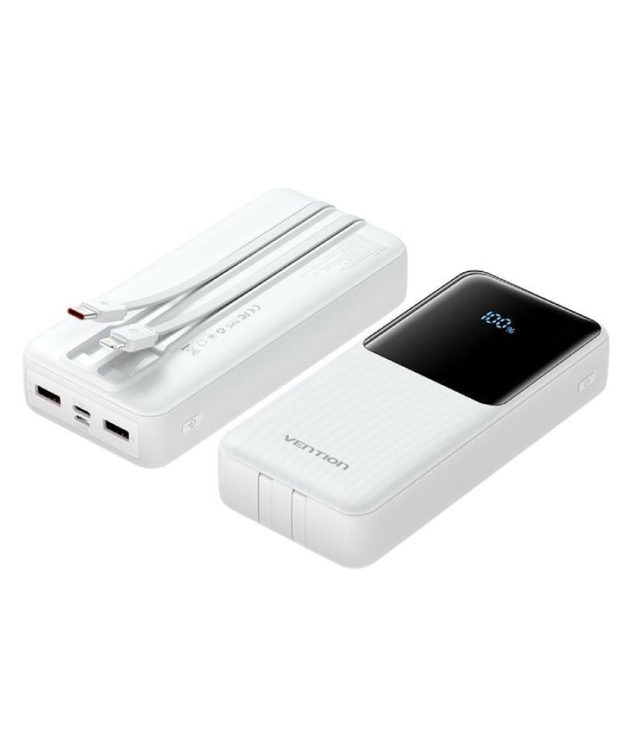 Powerbank 20000mah vention fhpw0/ 22.5w/ blanca/ incluye cable usb tipo-c y lightning