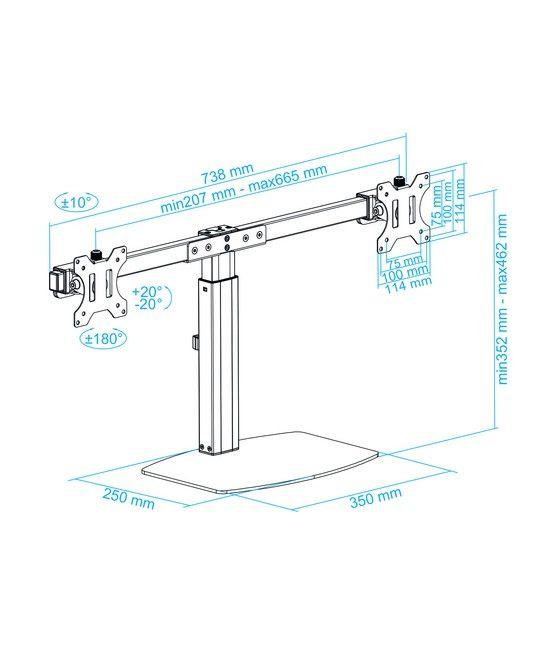 TooQ Soporte de mesa para 2 pantallas (monitor / plasma / LCD / LED) 17"-27" - Imagen 13