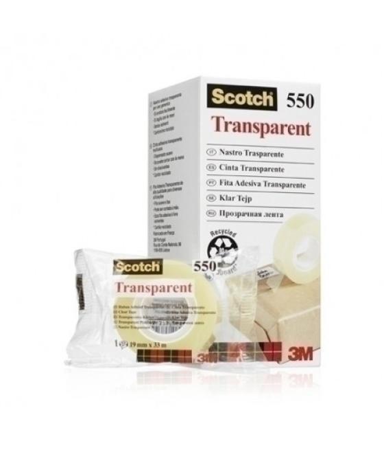 Caja 8 rollos cinta adhesiva 550 transparente 19mm x 33m 550-1933e scotch 7100029278