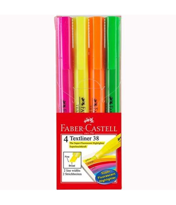 Faber castell estuche 4 marcadores fluorescentes textliner 38 c/surtidos