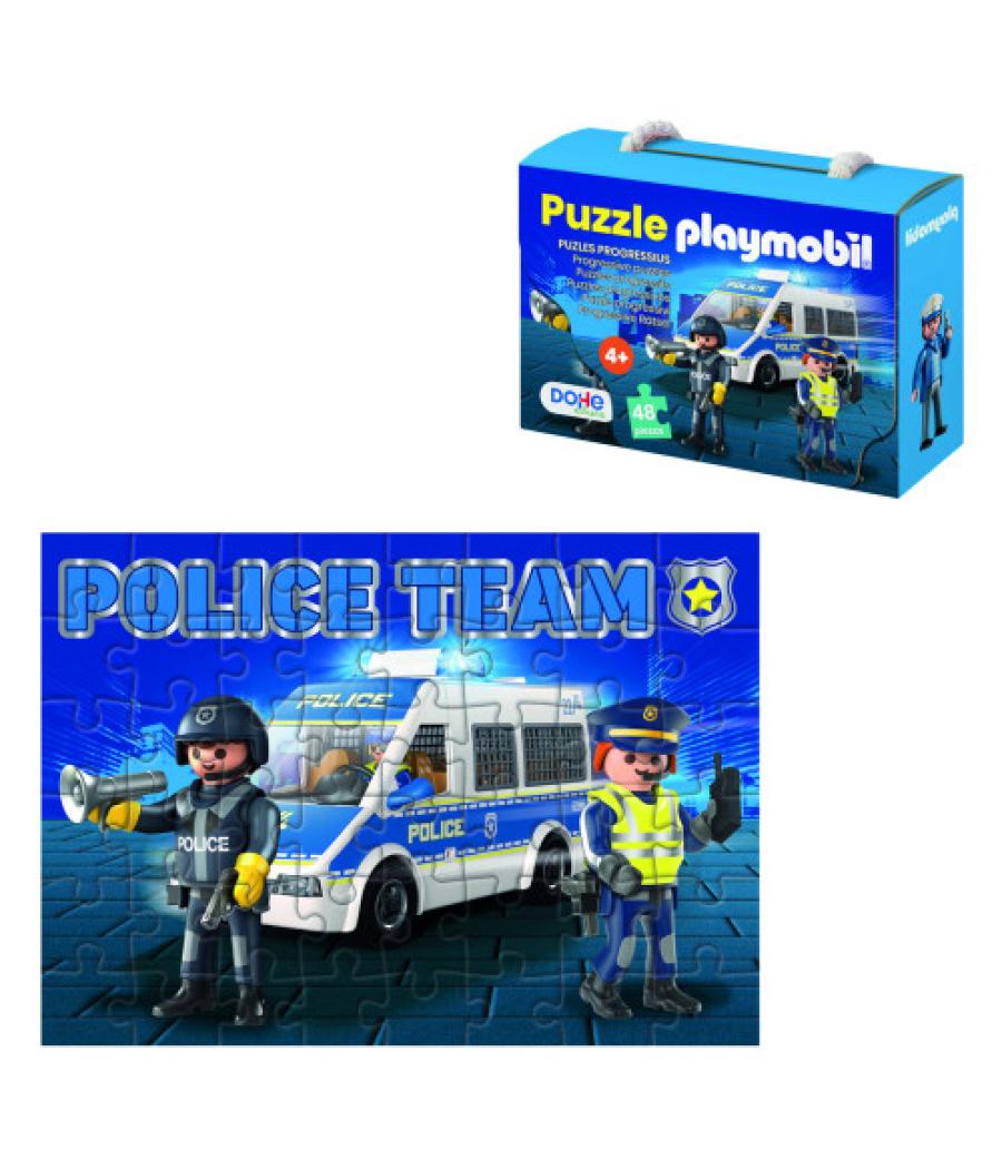 Caja de puzzle - 48 piezas - playmobil - modelo police dohe 65012