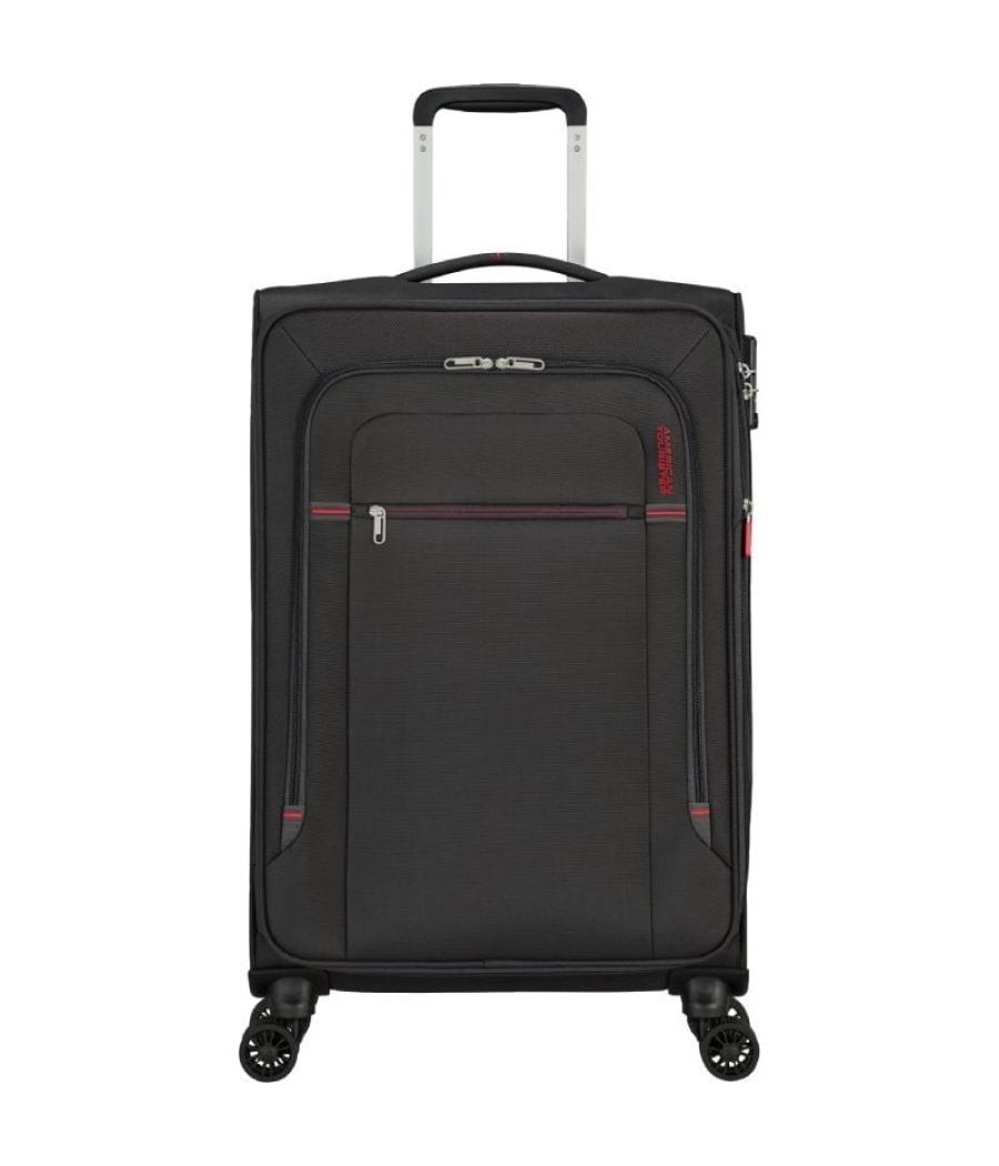 Maleta mediana american tourister crosstrack spinner expansible 67cm/ 67.5x42x27.5cm/ 4 ruedas/ gris y rojo