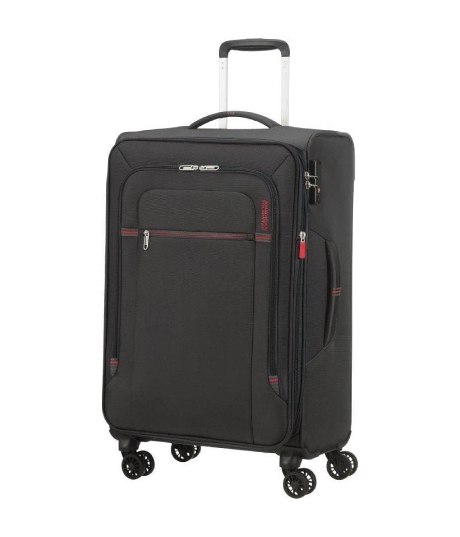 Maleta mediana american tourister crosstrack spinner expansible 67cm/ 67.5x42x27.5cm/ 4 ruedas/ gris y rojo