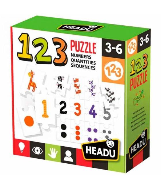 Headu 123 puzzle reconocer números, cantidades y secuencias 3-6 años