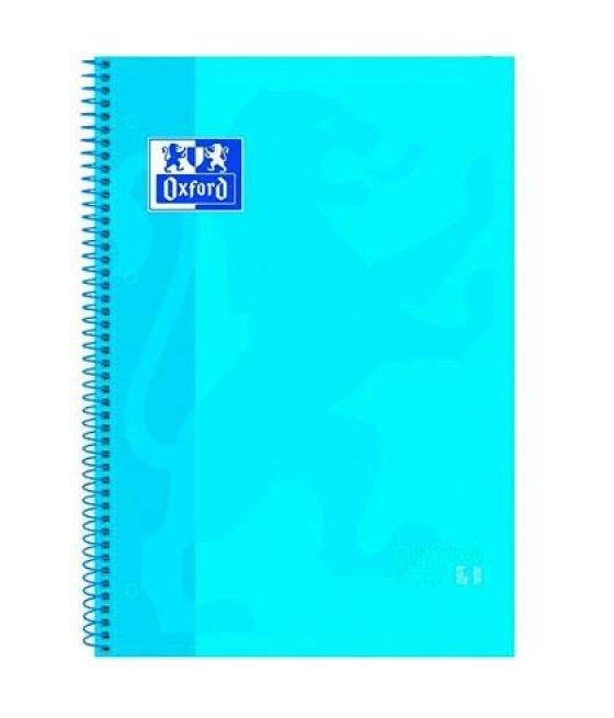 Oxford cuaderno classic europeanbook 1 write&erase 80h a4+ 5x5mm microperforado t/extradura pack 5 ud turquesa