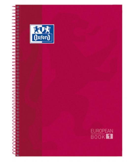 Cuaderno europeanbook 1 tapa extradura a4+ 80 hojas 5x5 color rojo oxford 100430198