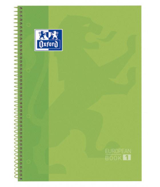 Cuaderno europeanbook 1 tapa extradura a4+ 80 hojas 5x5 color verde manzana oxford 100430199