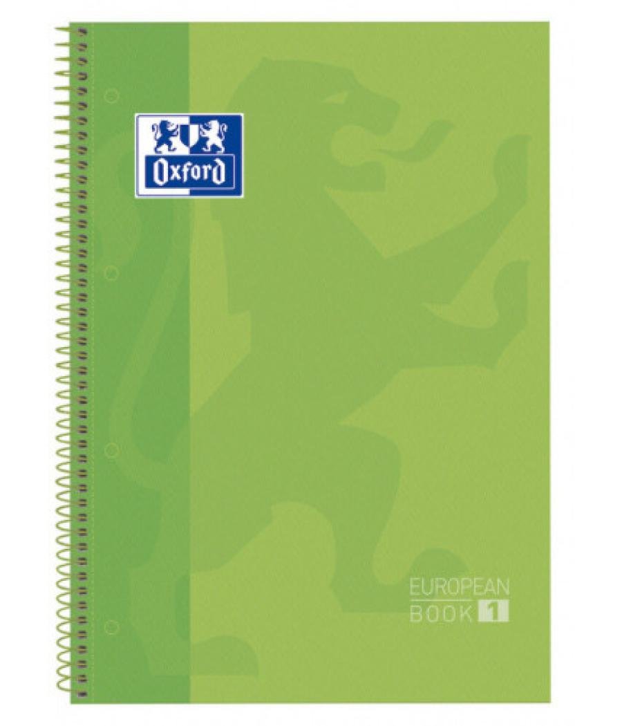 Cuaderno europeanbook 1 tapa extradura a4+ 80 hojas 5x5 color verde manzana oxford 100430199