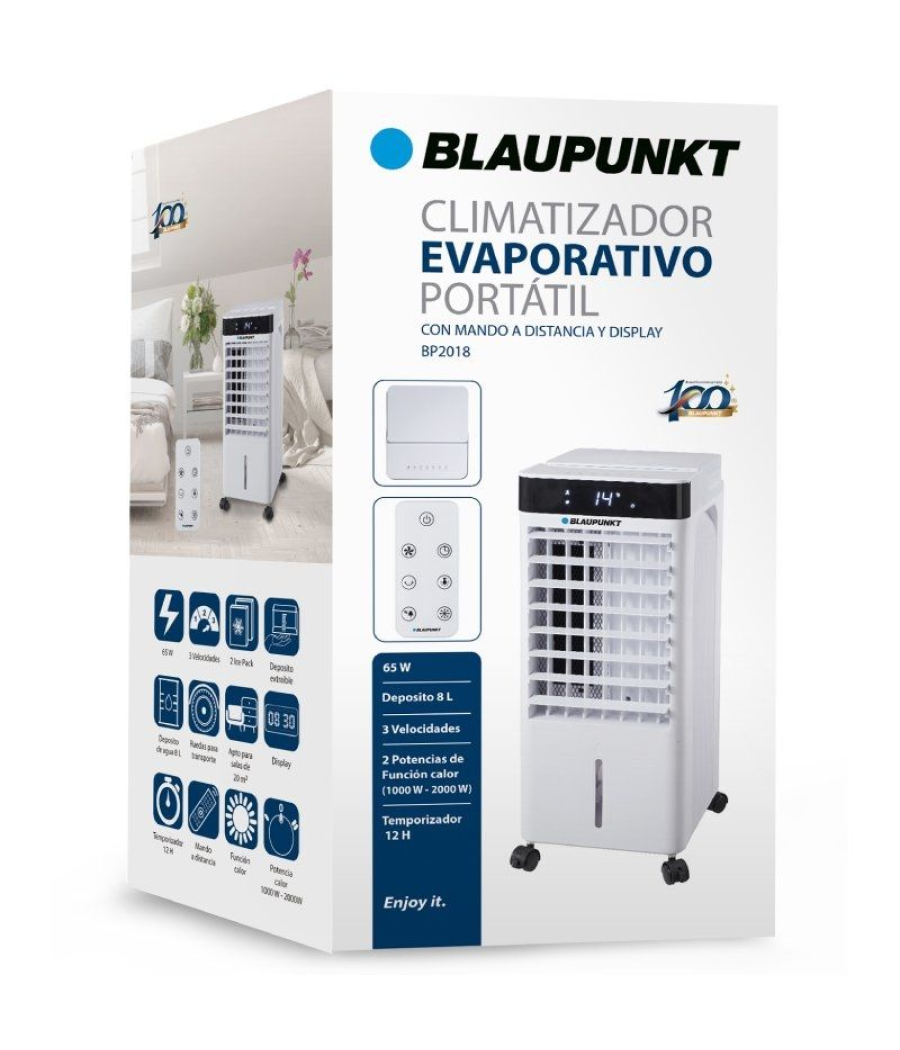 Climatizador evaporativo blaupunkt bp2018/ 65w/ deposito 8l/ función calefactor