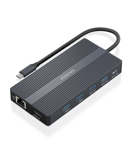 Dock aisens 12 en 1 usb-c a 2xhdmi dp rj45 4xusb-a usb-c usb-c pd 20cm