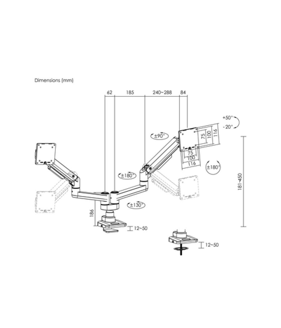 Equip 650183 soporte para monitor 88,9 cm (35") Blanco Escritorio