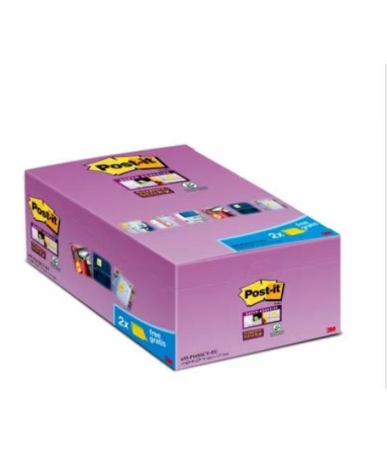 Pack 4 blocs 270 hojas notas adhesivas 76x76mm super sticky canary yellow 2028-sscyppx4 post-it 7100321358