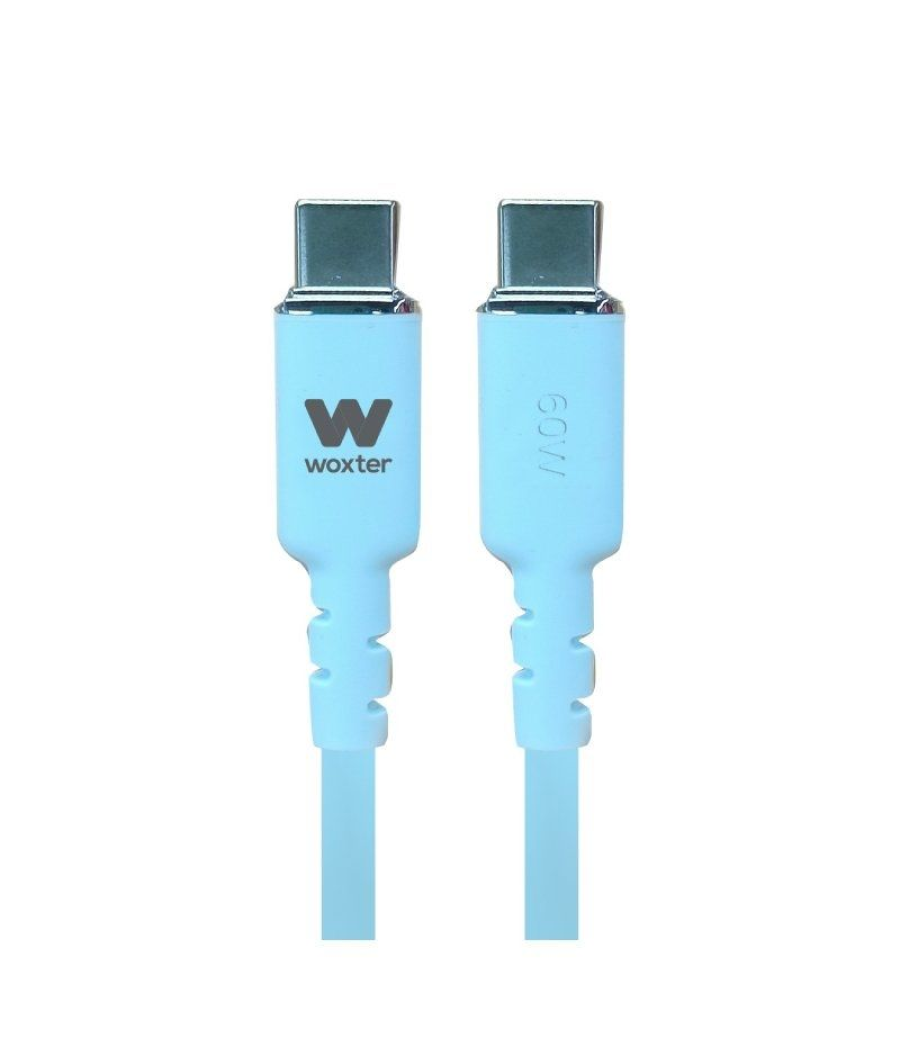 Cable usb 2.0 tipo-c woxter pe26-188/ usb tipo-c macho - usb tipo-c macho/ hasta 60w/ 480mbps/ 1.2m/ azul