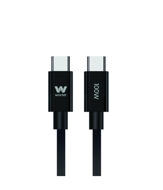 Cable usb 2.0 tipo-c woxter pe26-190/ usb tipo-c macho - usb tipo-c macho/ hasta 100w/ 480mbps/ 2m/ negro