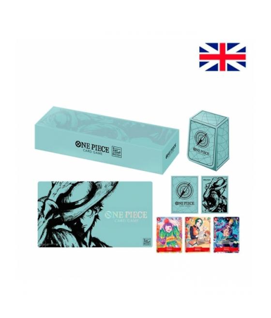 Pack tapete y caja de mazo one piece card game 1st anniversary