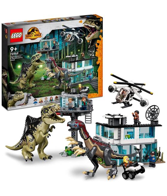 Lego jurassic park ataque del giganotosaurio y el therinosaurio