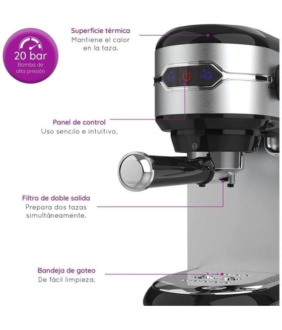 Cafetera expreso grunkel cafpresoh-20/ 1450w/ 20 bares