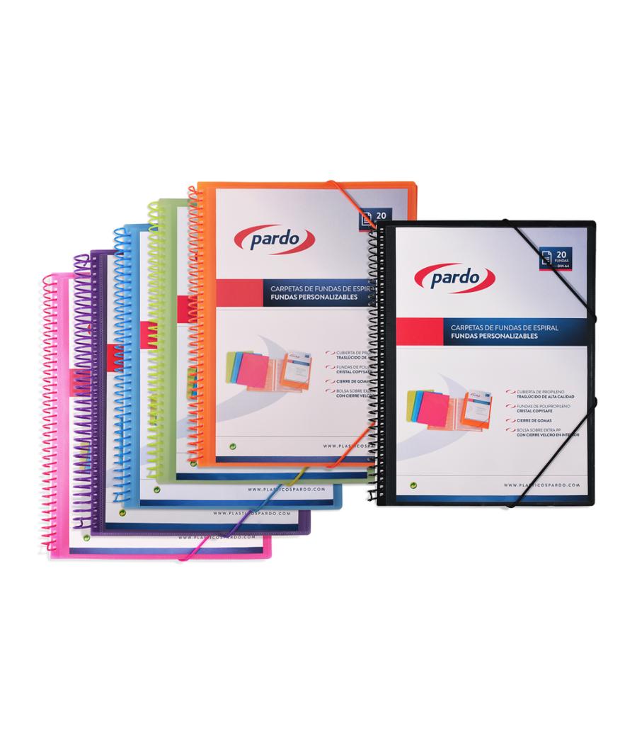 Carpeta pardo escaparate con espiral 40 fundas folio personalizable color lila