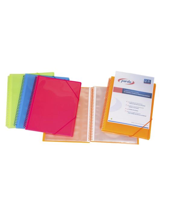 Carpeta pardo escaparate con espiral 40 fundas folio personalizable color lila