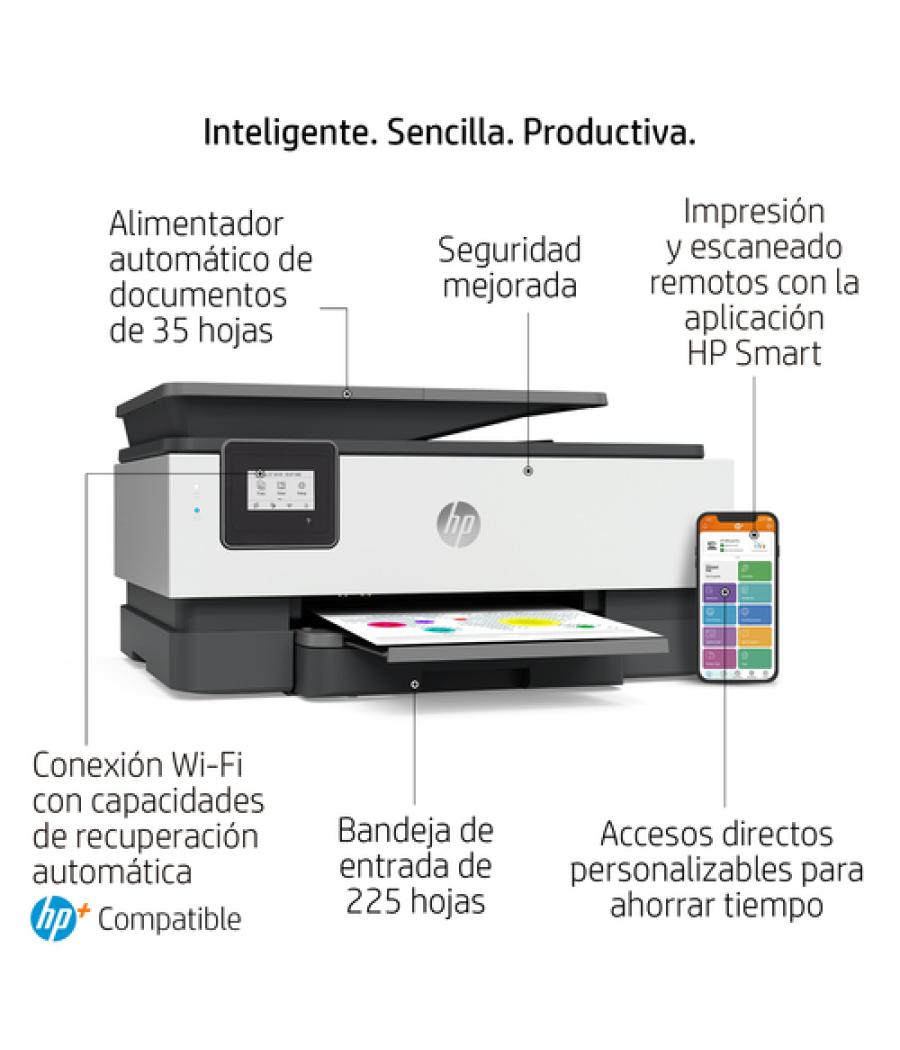 HP OfficeJet Impresora multifunción HP 8014e, Color, Impresora para Hogar, Impresión, copia, escáner, HP+; Compatible con el ser