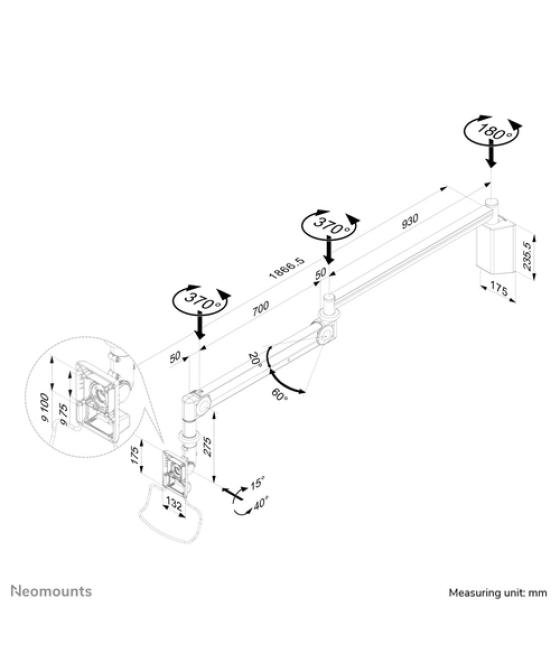 Neomounts Soporte de pared médico para monitor/TV