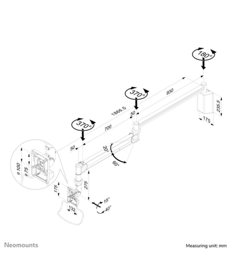 Neomounts Soporte de pared médico para monitor/TV