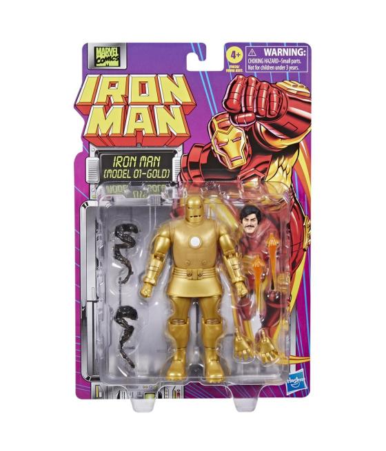 Figura hasbro marvel legends series iron man (model 01 - gold)