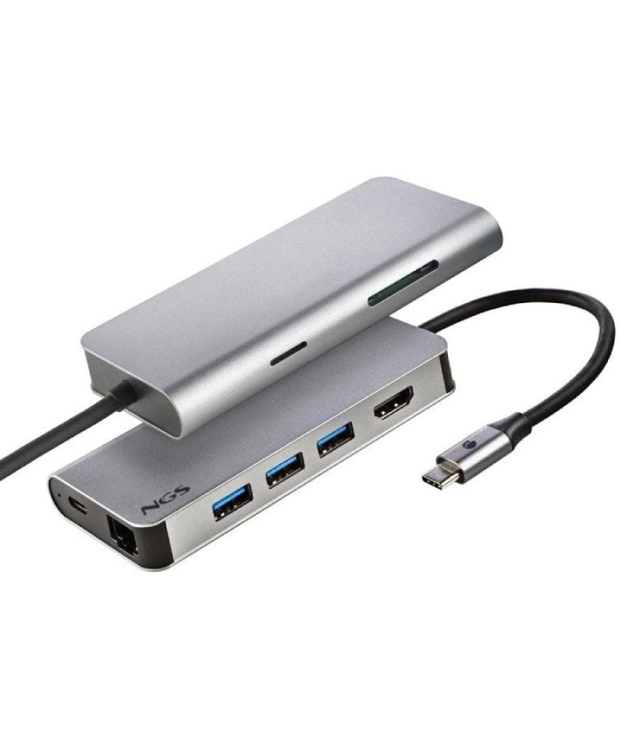 Docking usb tipo-c ngs wonderdock8/ 3xusb/ 1xusb tipo-c dp/ 1xhdmi/ 1xrj45/ 1xlector tarjetas sd