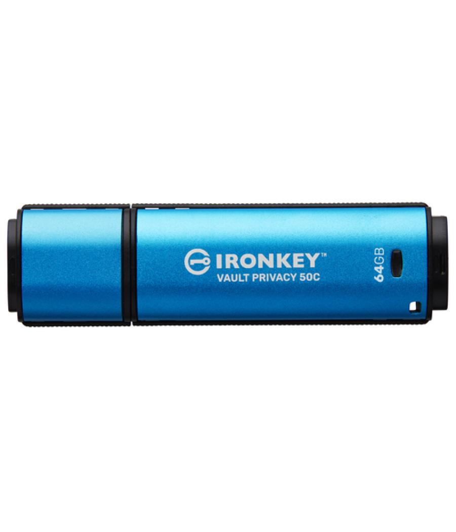 Kingston Technology IronKey Vault Privacy 50 unidad flash USB 64 GB USB Tipo C 3.2 Gen 1 (3.1 Gen 1) Negro, Azul