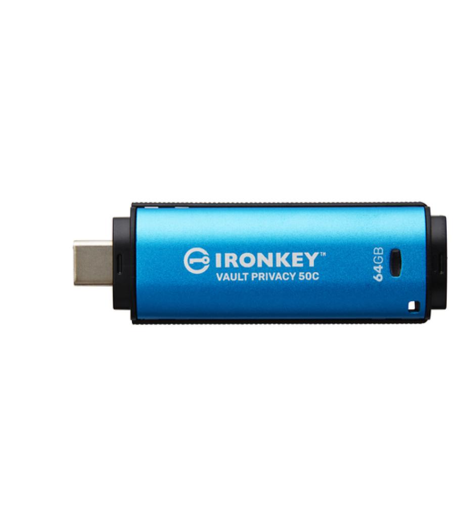 Kingston Technology IronKey Vault Privacy 50 unidad flash USB 64 GB USB Tipo C 3.2 Gen 1 (3.1 Gen 1) Negro, Azul