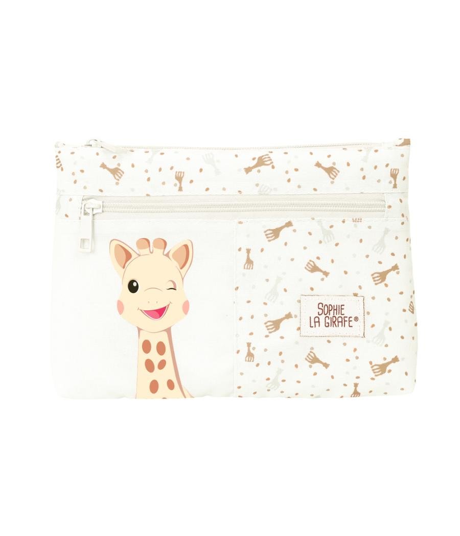 Bolso escolar portatodo safta grande 2 cremallera reciclado y repelente agua sophie la girafe honey 160x230x30 mm