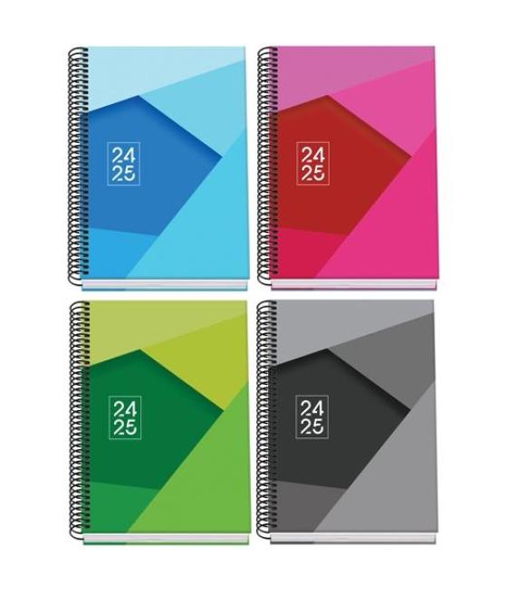 Dohe agenda escolar a5 espiral dp tangram basic cartón forrado plastificado c/surtidos 2024-2025