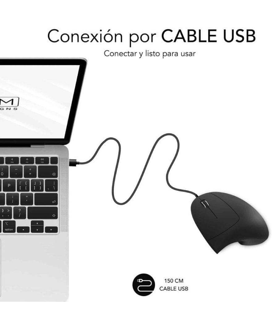 Ratón ergonómico subblim glide vertical ergo wired/ hasta 1600 dpi/ negro