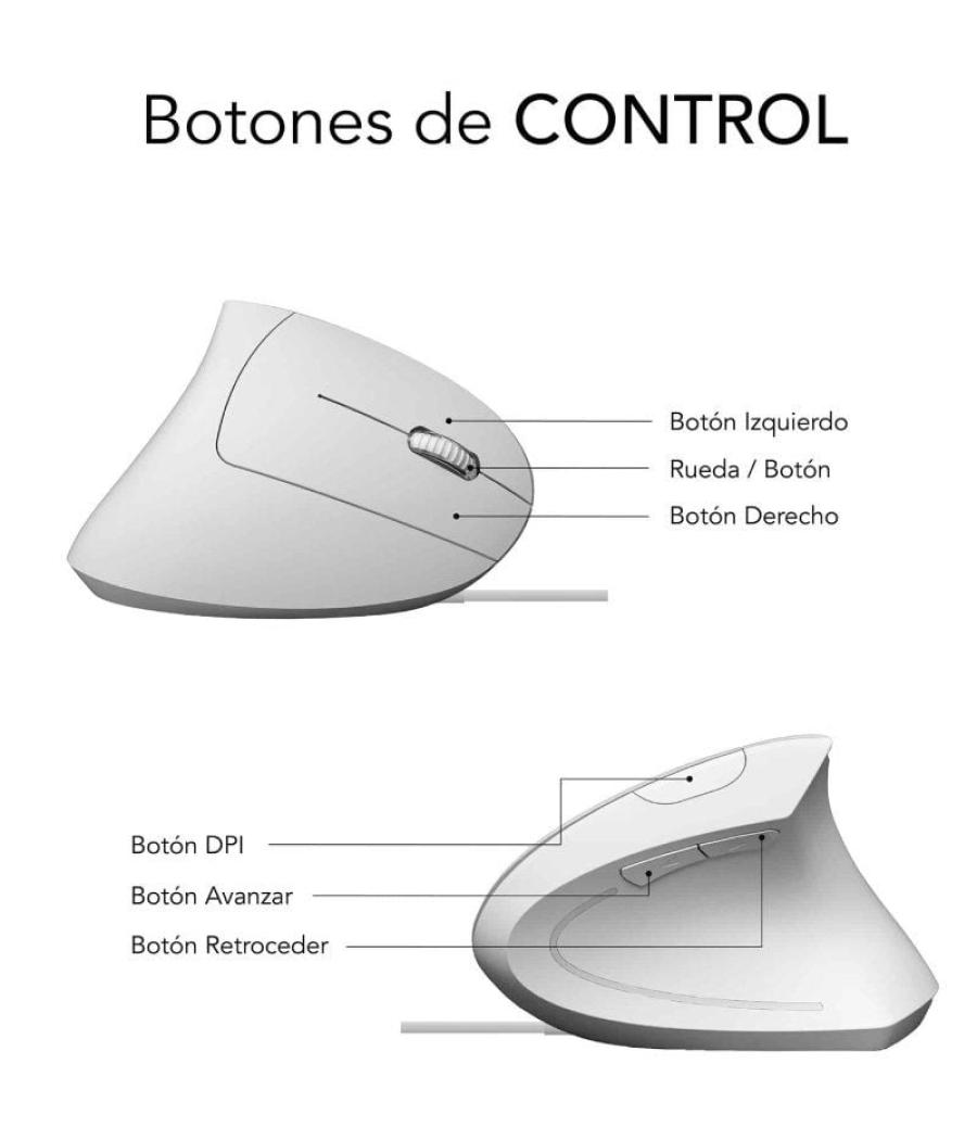 Ratón ergonómico subblim glide vertical ergo wired/ hasta 1600 dpi/ blanco